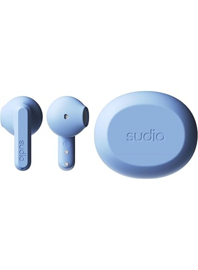 Sudio A3 All-Day Wireless Earbuds – 25H Playtime, Bluetooth 5.4, Sweat & Splashproof, Balanced Sound, Clear Calls with Enhanced Mics, USB-C Charging, Made from Recycled Plastics (Blue) - Image 2