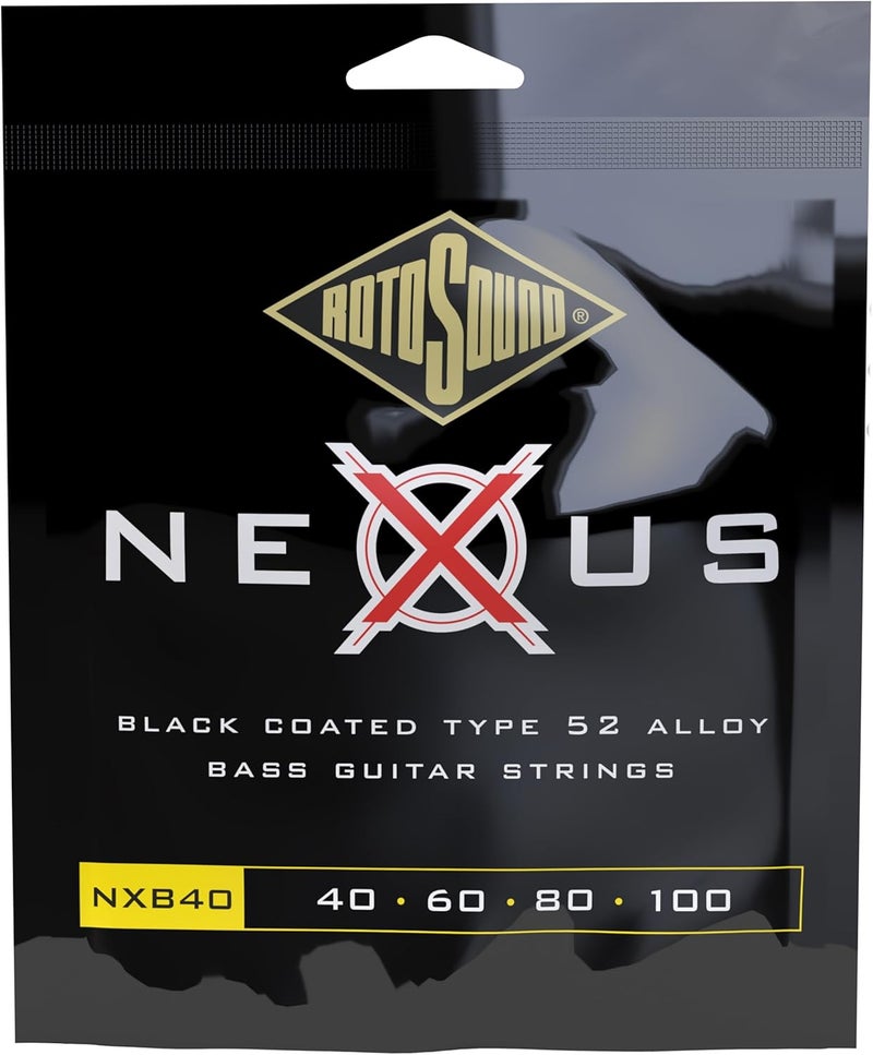 أوتار باس ملفوفة مستديرة من نوع Rotosound NXB40 Black Coated Type 52 متوسطة القياس (40 60 80 100)