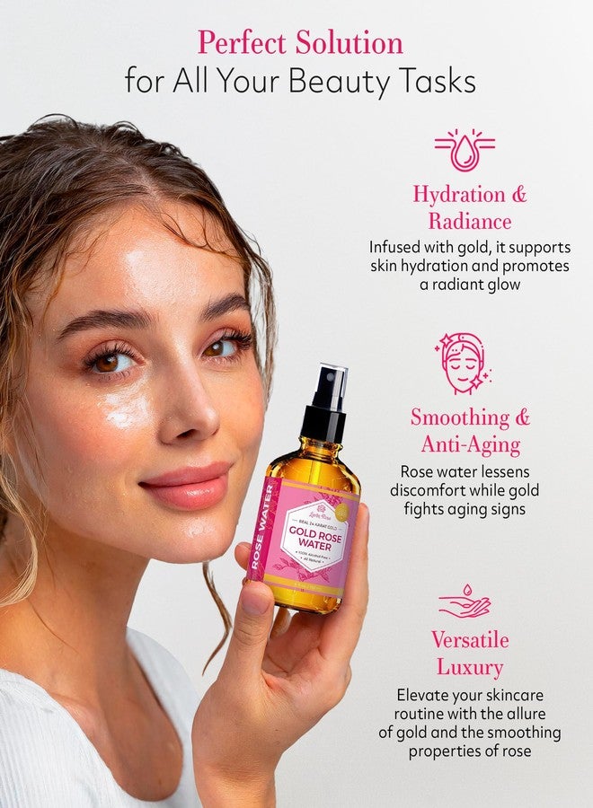 Leven Rose 24 Karat Gold Rose Water Toner by Leven Rose Natural Moroccan 24K Rosewater Toner 4 oz - Image 3