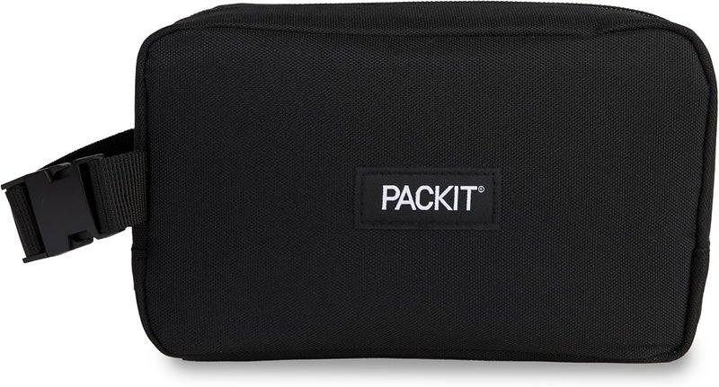PackIt Freezable Dual Compartment Snack Box Black Insulated and Freezable with ECOFREEZE Technology Buckle Handle Zip Closure Reusable Collapsible Designed for Perishables and Dry Snacks - Image 1