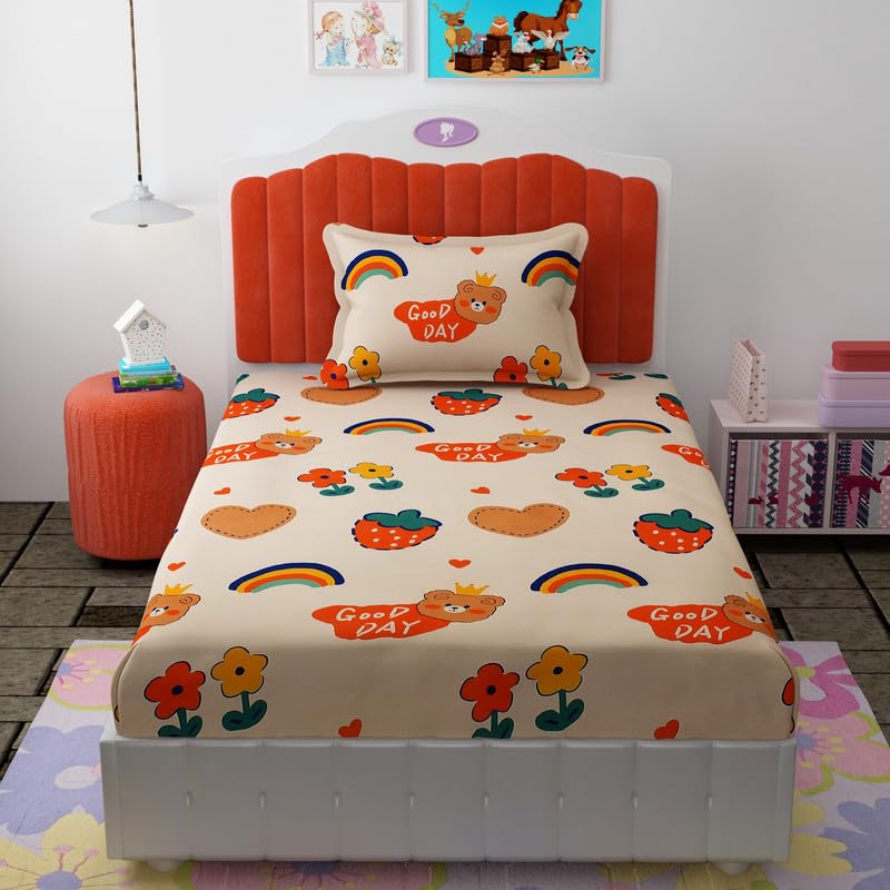 Florida Florida Giggles Kids Bedsheet for Single Size Bed with Pillow Covers and Made of Microfiber with Teddy Print - Image 2