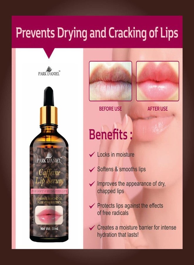 Park Daniel Caffeine Lip Serum Oil With Vitamin E and Almond Oil- For Soft Lips Combo Pack Of 3 Bottles of 30ml (90ml) - Image 4