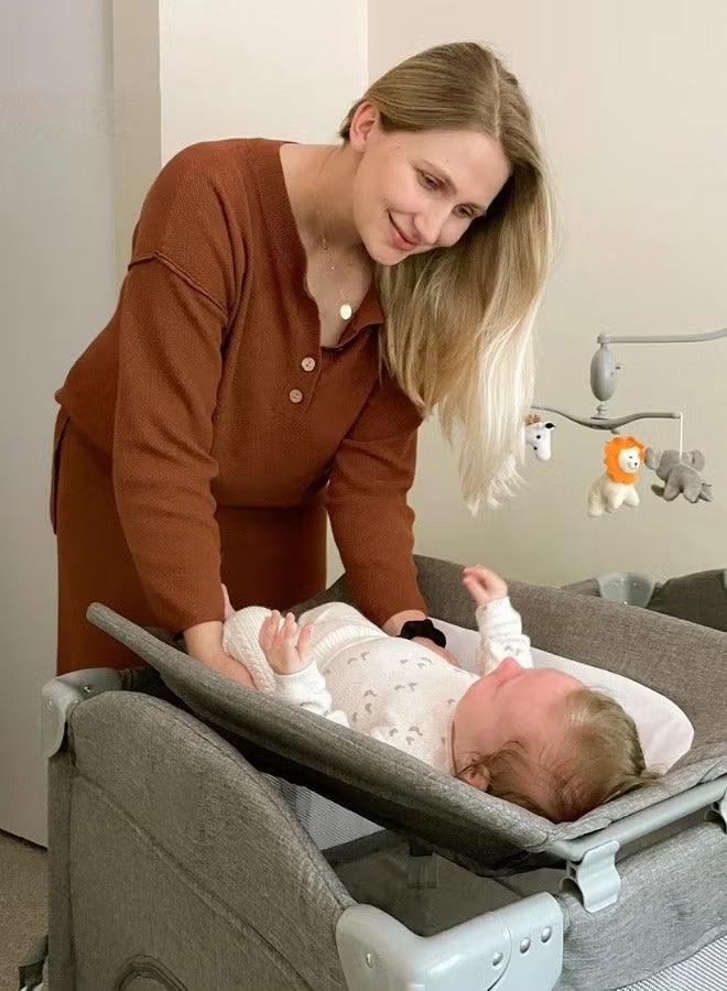 TAKHTEELA 5-in-1 Portable Baby Crib, Foldable Baby Bed Bassinet, Adjustable Newborn Infant Baby Cot & Rocking Bassinet with Mosquito Net, Changing Table, Install-Free Newborn Travel Bed (0–3 Years) - Image 5