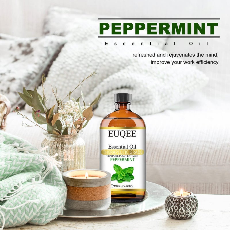 EUQEE Peppermint Essential Oil 118 ml Pure Peppermint Oil with Glass Dropper, Great for Aromatherapy, Diffuser, Soap Candle Making - 4Fl. Oz - Image 5