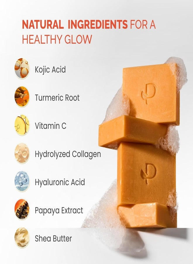 PLANTIFIQUE Kojic Acid Soap for Hyperpigmentation - Turmeric Soap 2 Bars with Hyaluronic Acid, Collagen, Vitamin C for Dark Spots - Face Wash for Women and Men, Vegan Skincare, 160g / 5.64 oz - Image 3