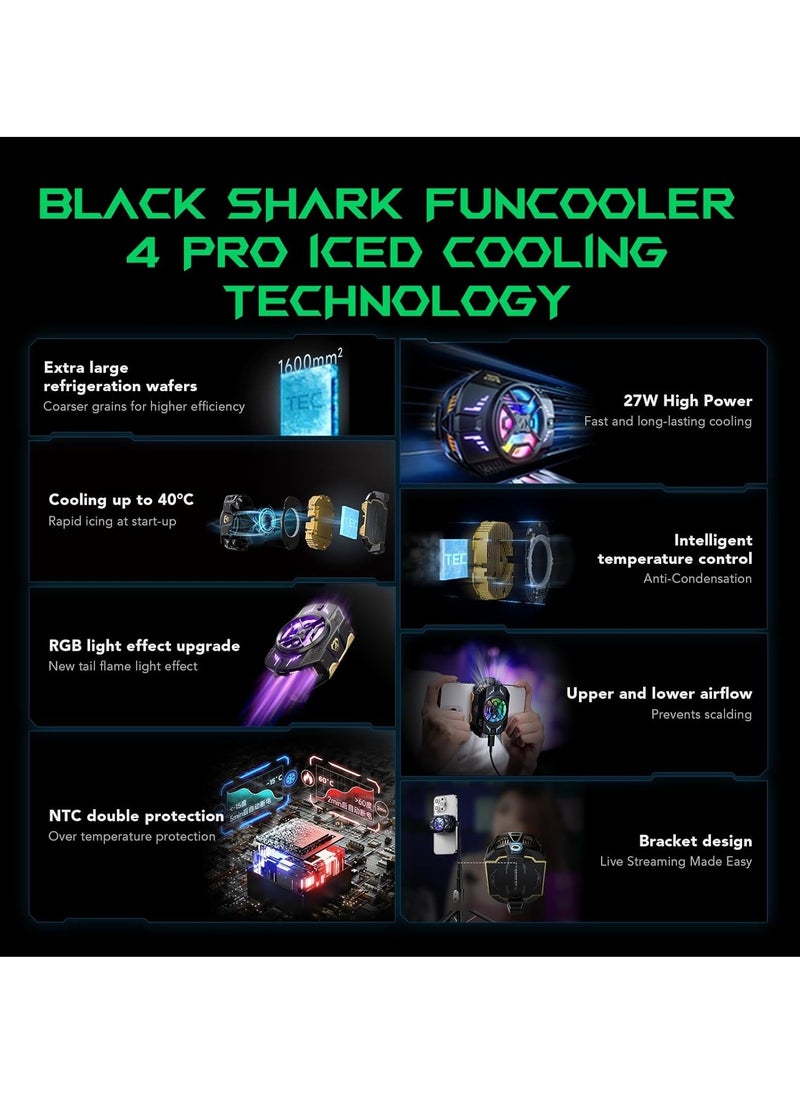 BLACK SHARK - Black Shark FunCooler 4Pro BR41, Cell Phone Cooler for Gaming,27W Power Fast Cooling, In-APP Control, RGB Lighting and Universal Compatibility - White - Image 1