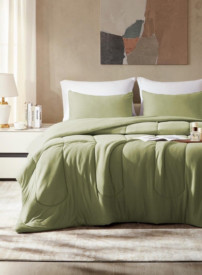 SLEEP ZONE Jersey Knit 2 Pieces Comforter Set, Twin/Twin XL Bedding Set for Kids, Children, College Dorm, Breathable and and Fluffy, All Season use (Green, Twin/Twin XL) - Image 1