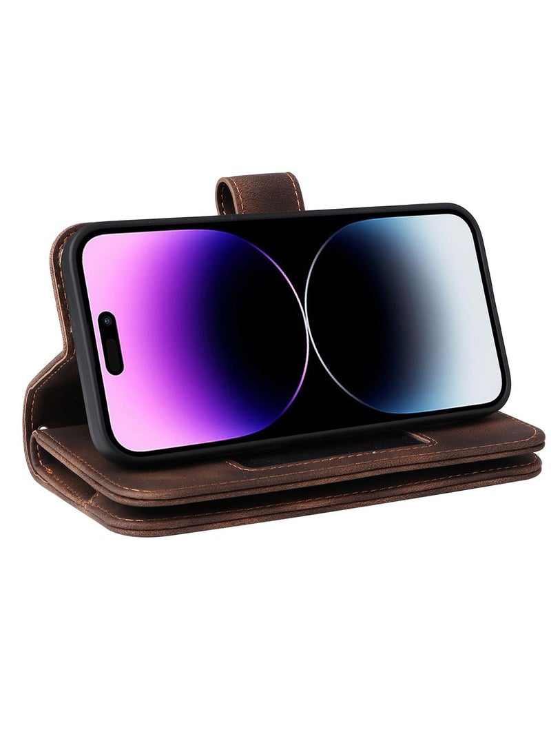 Suteni Flip Cover Leather Protective Hidden Card Slots Phone Case for iPhone - Image 4