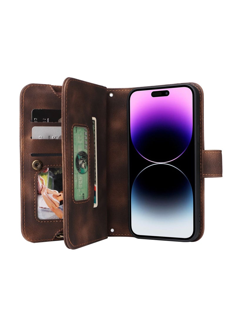 Suteni Flip Cover Leather Protective Hidden Card Slots Phone Case for iPhone - Image 3