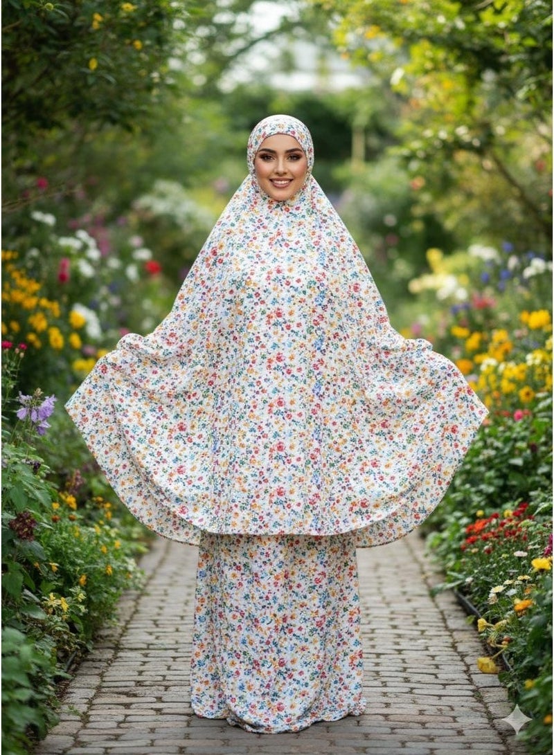 AMYAE Prayer Dress For Women 2 Piece Big Outfit Full Cover Prayer Dress Soft Breathable Material Cotton, One Size Multicolor - Image 1