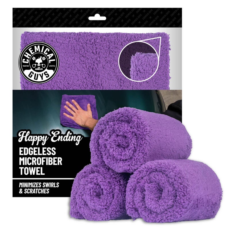 Chemical Guys MIC34803 Happy Ending Ultra Plush Edgeless Microfiber Towel, Purple (16" x 16") - Image 1