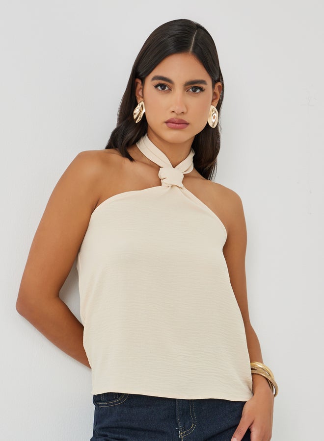 Styli Styli Plain Twist Detail Halter Neck Cami Top  - Image 1