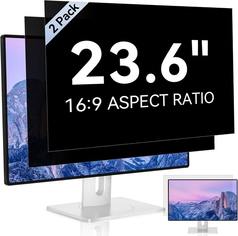 Mamol [2 Pack] 23.6 Inch Computer Privacy Screen for 16:9 Aspect Ratio Widescreen Monitor, Eye Protection Anti Glare Blue Light Computer Monitor Privacy Filter, Removable Anti-Scratch 23.6 Protector Film - Image 1