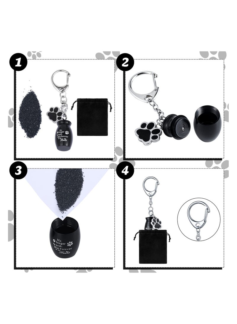 SYOSI 4 Pcs Pet Urns Keychain for Dog Cat Ashes with Storage Bags Small Pet Cremation Keepsake Pend, with 4 Black Velvet Storage Bags, Pet Cremation Jewelry Paw Charm - Image 4