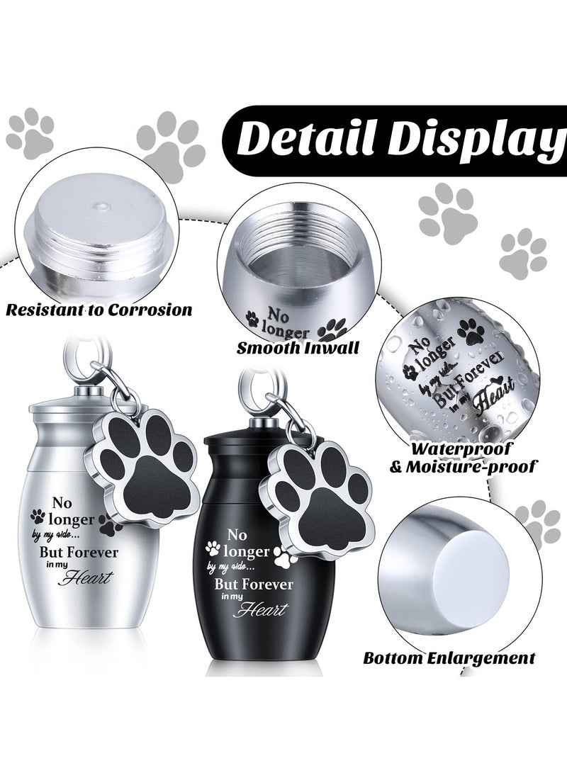SYOSI 4 Pcs Pet Urns Keychain for Dog Cat Ashes with Storage Bags Small Pet Cremation Keepsake Pend, with 4 Black Velvet Storage Bags, Pet Cremation Jewelry Paw Charm - Image 3