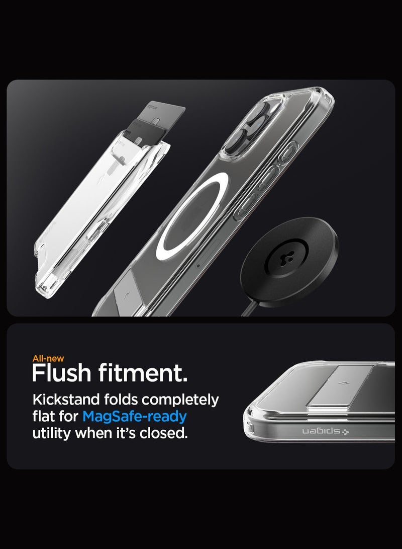 Spigen Ultra Hybrid S MagFit iPhone 16 PRO Case Cover MagSafe with Kickstand - Crystal Clear - Image 4