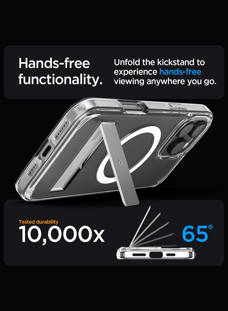 Spigen Ultra Hybrid S MagFit iPhone 16 PRO Case Cover MagSafe with Kickstand - Crystal Clear - Image 3