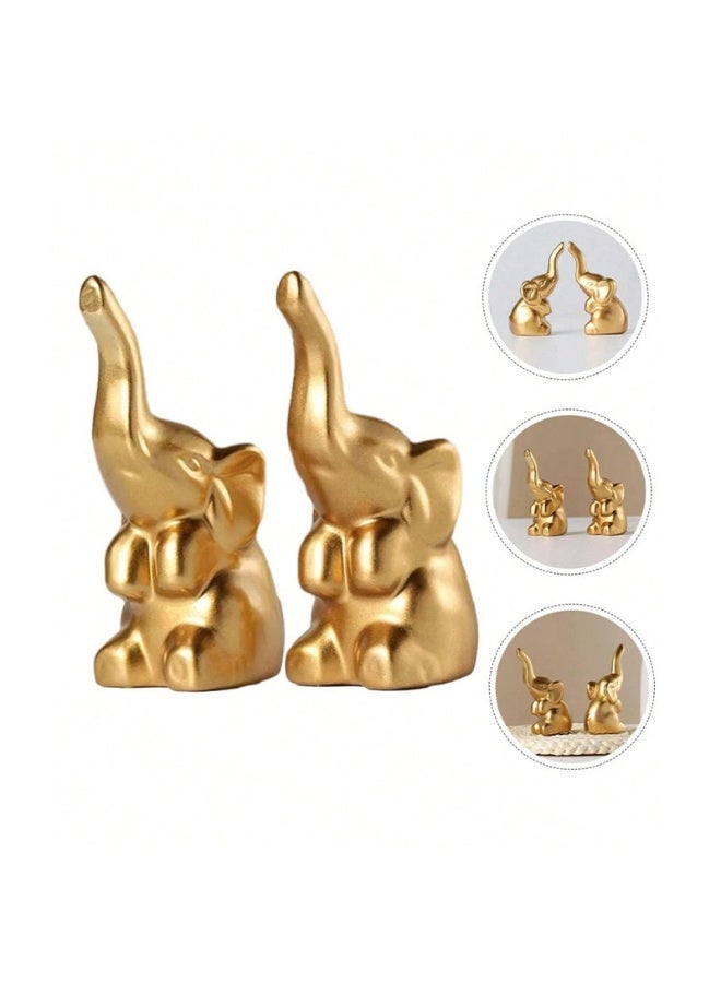 A Pair Of Resin Handicraft Elephant Ornaments Suitable For Wedding Gifts, New House Decoration - Image 3
