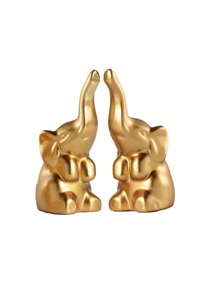 A Pair Of Resin Handicraft Elephant Ornaments Suitable For Wedding Gifts, New House Decoration - Image 1