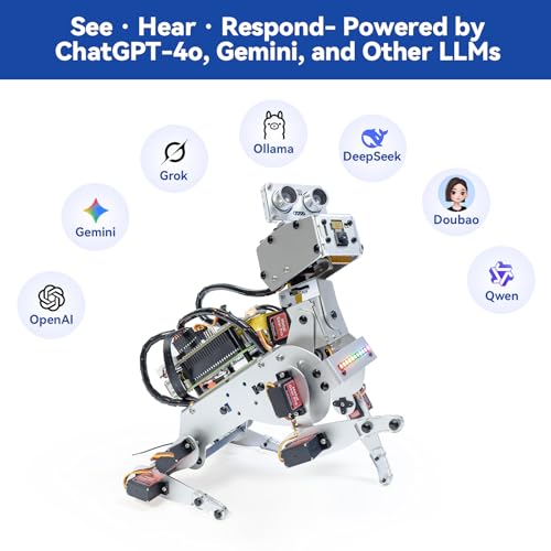 SunFounder PiDog AI Robot Dog Kit for Raspberry Pi 5/4/3B+/Zero 2W, LLMs ChatGPT-4o/Gemini/Grok, Voice&Video Recognition, Python, App Control, Battery, Gyroscope, Camera (RPI NOT Included) - Image 2