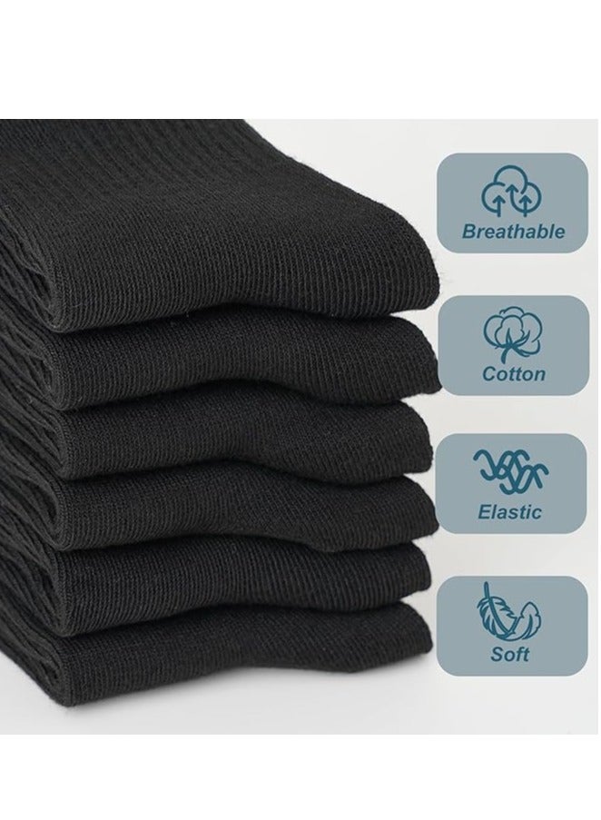 Vparty 6 Pairs Kids Athletic Crew Socks, White and Black Dress Socks for Boys and Girls, Cotton School Uniform Casual Calf Socks, Soft and Comfortable, Durable Everyday Socks for School, Sports, and Casual Wear.  - Image 5