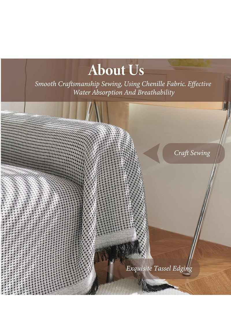 Reversible Sofa Throw Blanket, Soft & Warm Solid Color Blanket for Couch, Thick Plush Throw for Living Room and Bedroom(Grey)
