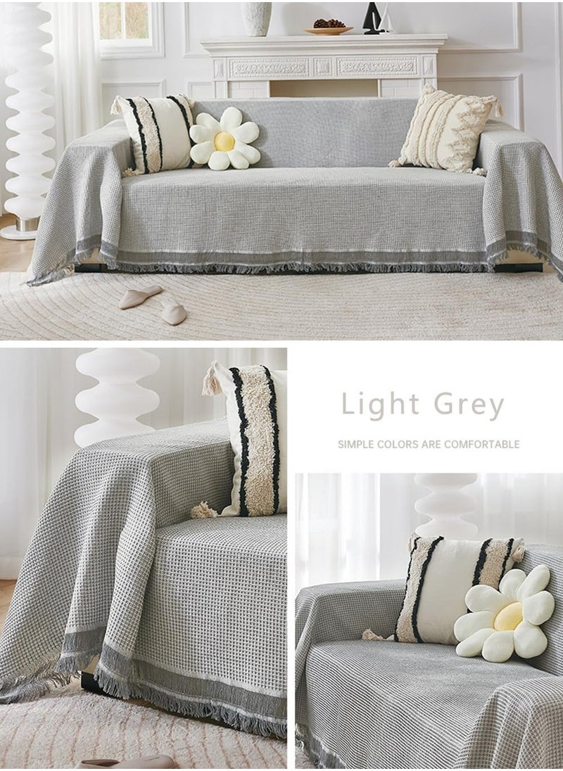 KCDMBUE Reversible Sofa Throw Blanket, Soft & Warm Solid Color Blanket for Couch, Thick Plush Throw for Living Room and Bedroom(Grey)  - Image 4