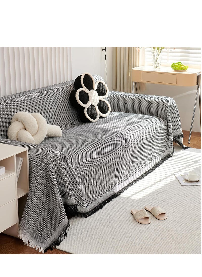 KCDMBUE Reversible Sofa Throw Blanket, Soft & Warm Solid Color Blanket for Couch, Thick Plush Throw for Living Room and Bedroom(Grey)  - Image 1