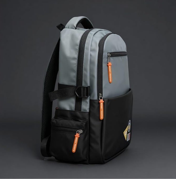 Monkey Troopers Glitch 27L Laptop Backpack Black-Grey, Fits up to 16 Inch Laptop, Dual Compartments, Organizer Pockets, Side Bottle Pockets, Hidden Back Mesh Pocket, Trolley Strap for College Work Travel - Image 3