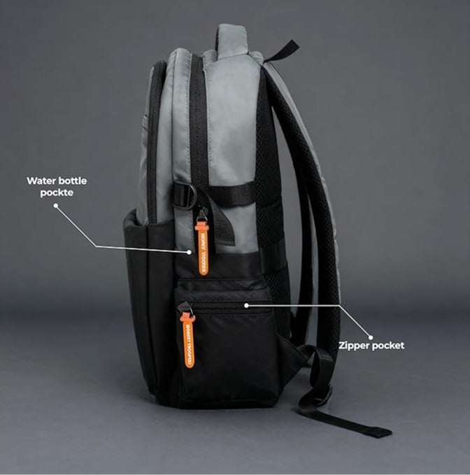 Monkey Troopers Glitch 27L Laptop Backpack Black-Grey, Fits up to 16 Inch Laptop, Dual Compartments, Organizer Pockets, Side Bottle Pockets, Hidden Back Mesh Pocket, Trolley Strap for College Work Travel - Image 5