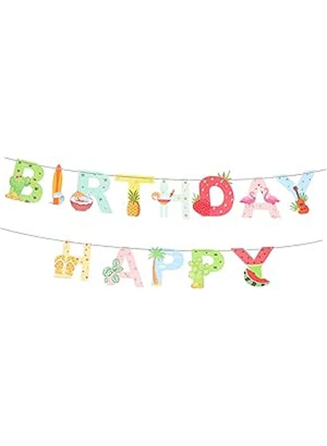 Hawaiian Birthday Banner Tropical Luau Party Decorations For Home Summer Celebrations - Image 1