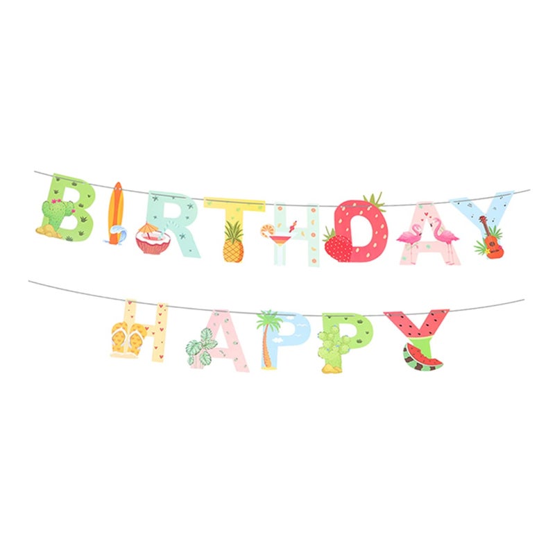 Hawaiian Birthday Banner Tropical Luau Party Decorations For Home Summer Celebrations - Image 2