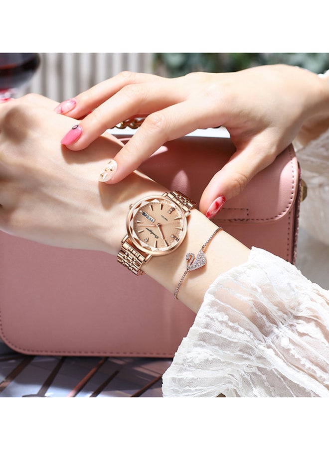 POEDAGAR Rose Gold Colour Luminous Quartz Womens Watch - 43122  - Image 5