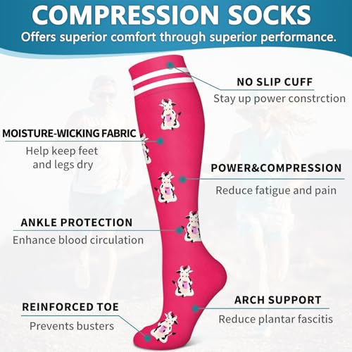 Bluemaple 6 Pack Copper Compression Socks for Women and Men Circulation-Best Support for Medical, Running,Nursing,Athletic - Image 5
