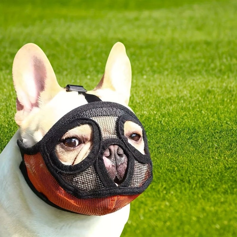 Adjustable Dog Muzzle For Small Medium Breeds Orange Non Bite Nylon Pet Mask - Image 5