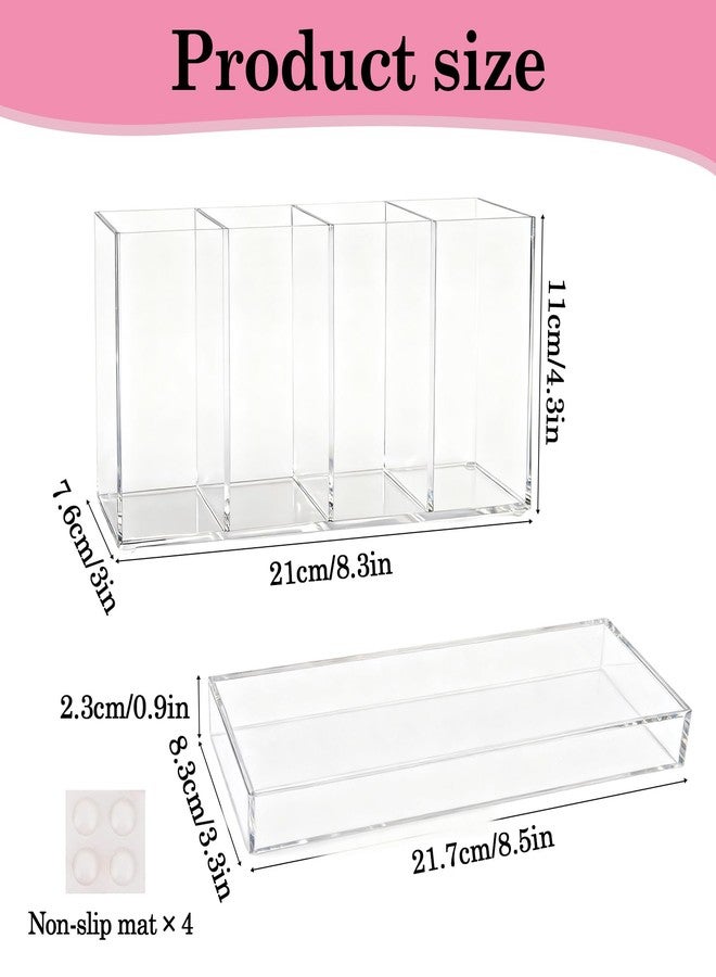 Klmnop Lash Extension Organizer with Lid, 4-Compartment Acrylic Storage Box for Lash Techs, Clear Eyelash Supplies Container Case with for Makeup Brushes and Beauty Tools(Clear) - Image 2