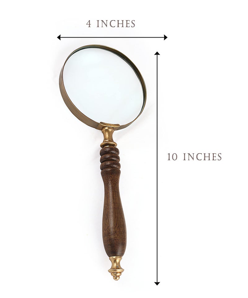 Deconoor 10X Handheld Magnifying Glass Lens, Antique Brass Magnifier, Fine Print Reading, Inspection, Coin & Stamp, Astrologer, Science, Low Sight Elderly, with Wooden Handle, Collectible Décor Gift - Image 5
