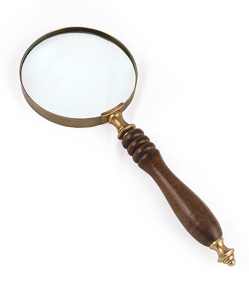 Deconoor 10X Handheld Magnifying Glass Lens, Antique Brass Magnifier, Fine Print Reading, Inspection, Coin & Stamp, Astrologer, Science, Low Sight Elderly, with Wooden Handle, Collectible Décor Gift - Image 1