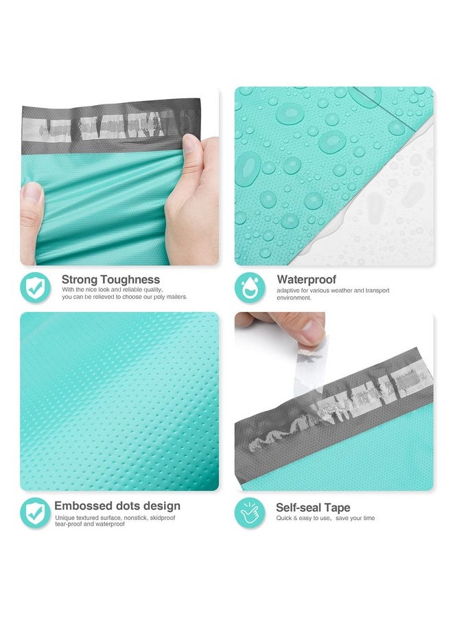 Fuxury Fuxury 100 Pcs 12x15.5 Teal Poly Mailer Envelopes for Clothing/T-Shirt/Shirt, Embossed dots design Shipping Bags, Self-Adhesive Postal Bags  - Image 3