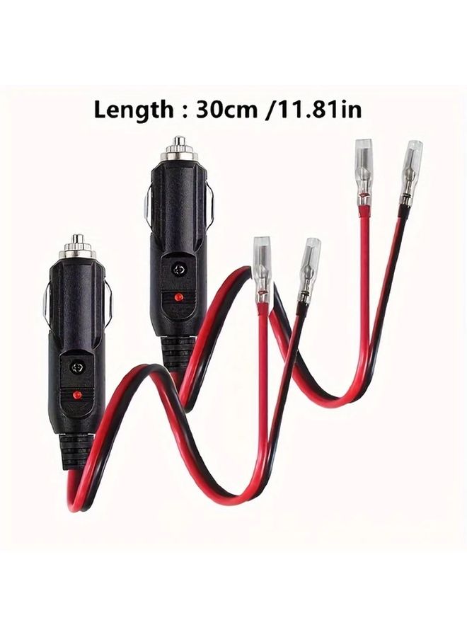 2pcs 11 81 Inch Heavy Duty Car Plug Adapter Cable For Tire Inflator 12 24V - Image 2