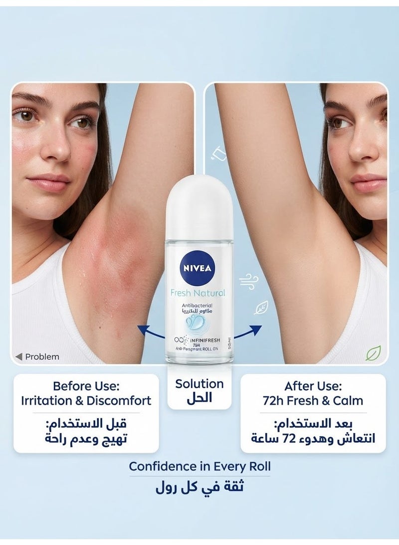 Nivea Antiperspirant Roll on Fresh Natural 50 Ml (Packaging may vary) - Image 2