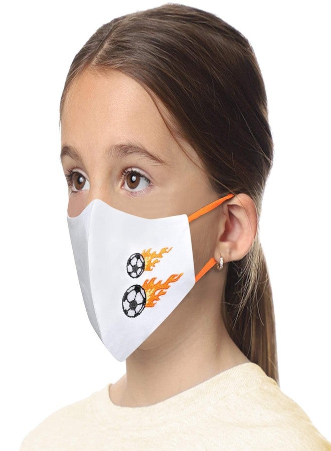 MASQ By Q-One Annular 4 Layer, Anti-Pollution Reusable, with Lanyard & Ear Adjusters, Anti-Bacterial (BFE>99%) Embroidered Cotton Cloth Face Mask for Kids (Pack of 3) - Image 2