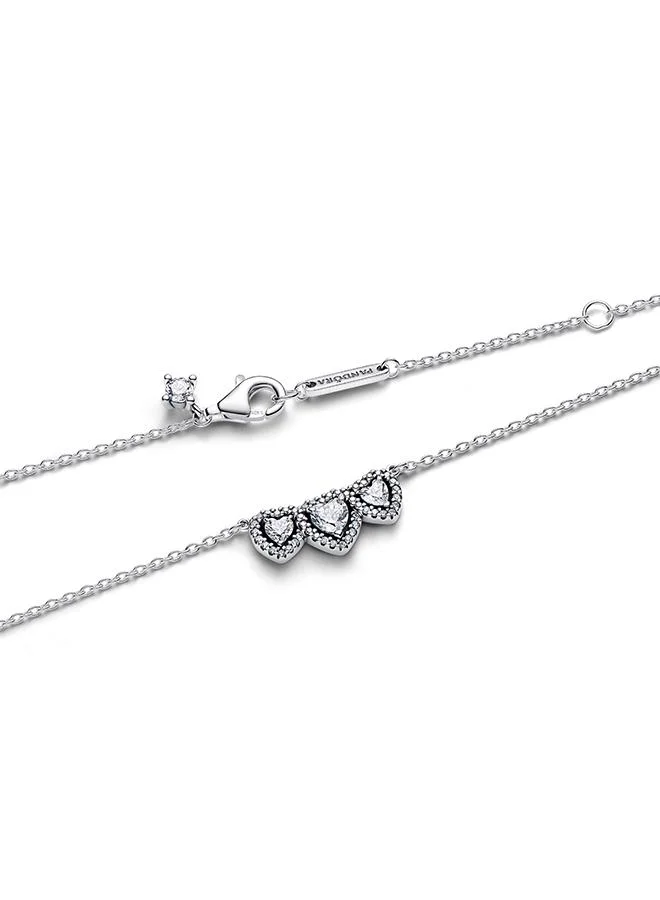 PANDORA  Halo Heart Trilogy Collier Necklace for Women | Best Price UAE