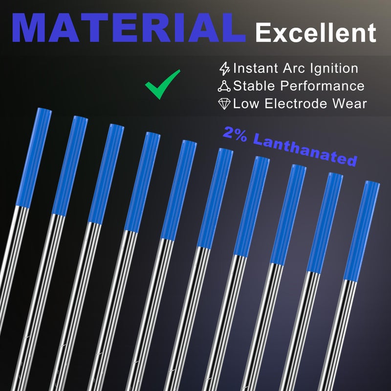 WelderElite TIG Welding Tungsten Electrode 10 Pack 1/16" Ã— 7" (Blue - 2% Lanthanated, WL20/EWLa-2) for AC/DC TIG Welding - Image 2