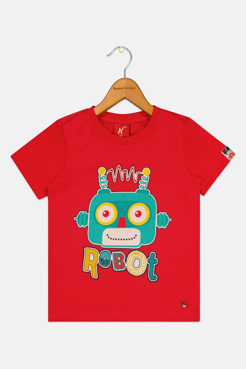 Hamleys Toddlers Boy Crew Neck Short Sleeve Graphic Print T-Shirt, Red - Image 3