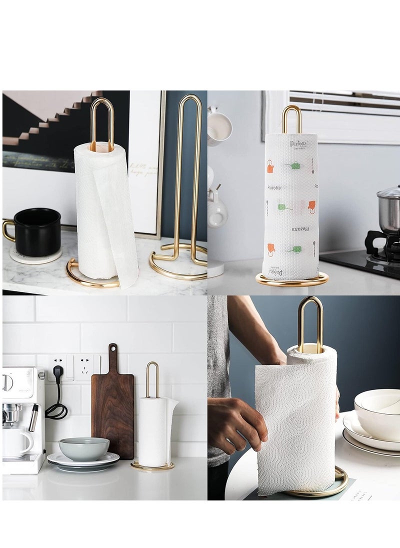 SYOSI Gold Paper Towel Holder,  Countertop Paper Towel Stand, Contemporary Paper Towel Storage, Elegant Steel Paper Towel Holder, Kitchen Roll Dispenser,  for Standard And Large Sized Rolls  - Image 3