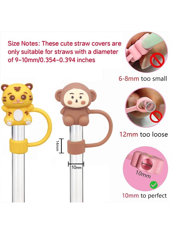 Generic 10Pcs Straw Cover Cap for Stanley Cup, Cute Animal Shape Silicone Straw Lids, Reusable Dust-Proof Straw Topper for Stanley Tumbler Accessories, 10mm  - Image 4