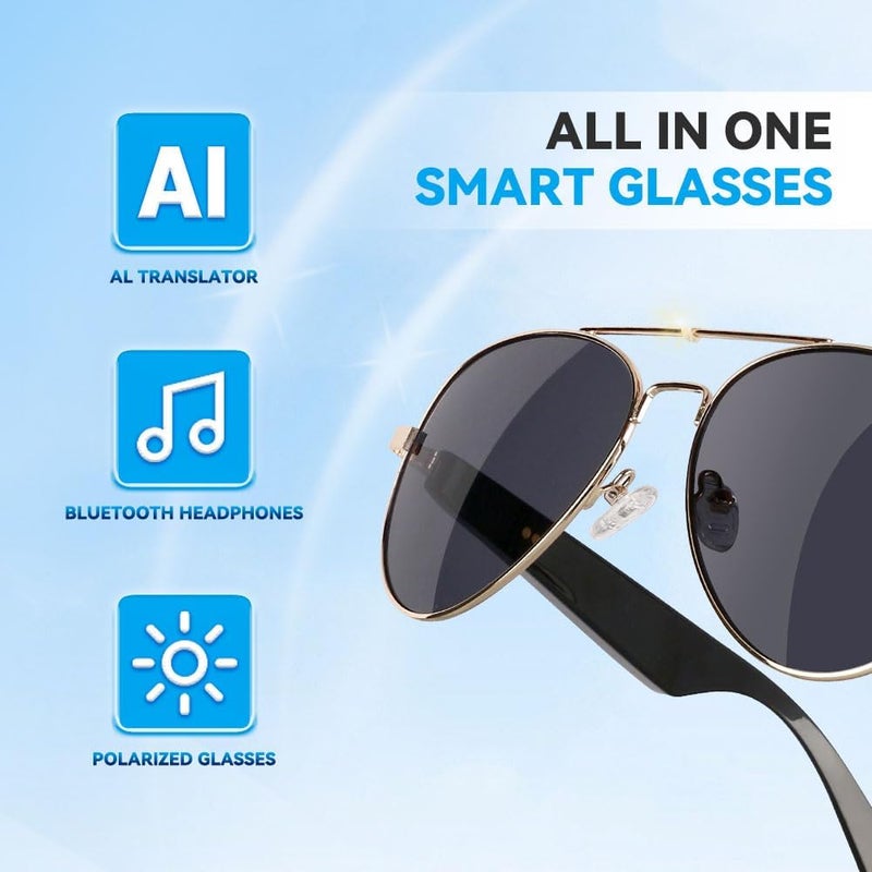 نظارات الذكاء الاصطناعي,نظارات بلوتوث للرجال والنساء,نظارات شمسية مستقطبة مع ترجمة الذكاء الاصطناعي,مكبر صوت بلوتوث,سماعات لاسلكية,حماية الأشعة فوق البنفسجية الرياضية / في الهواء الطلق,التحكم باللمس (TOGS2001) - Image 2
