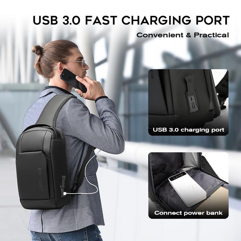 BANGE Fashion Sling Bag, Waterproof Shoulder bag, Crossbody Backpack for Men - Image 5