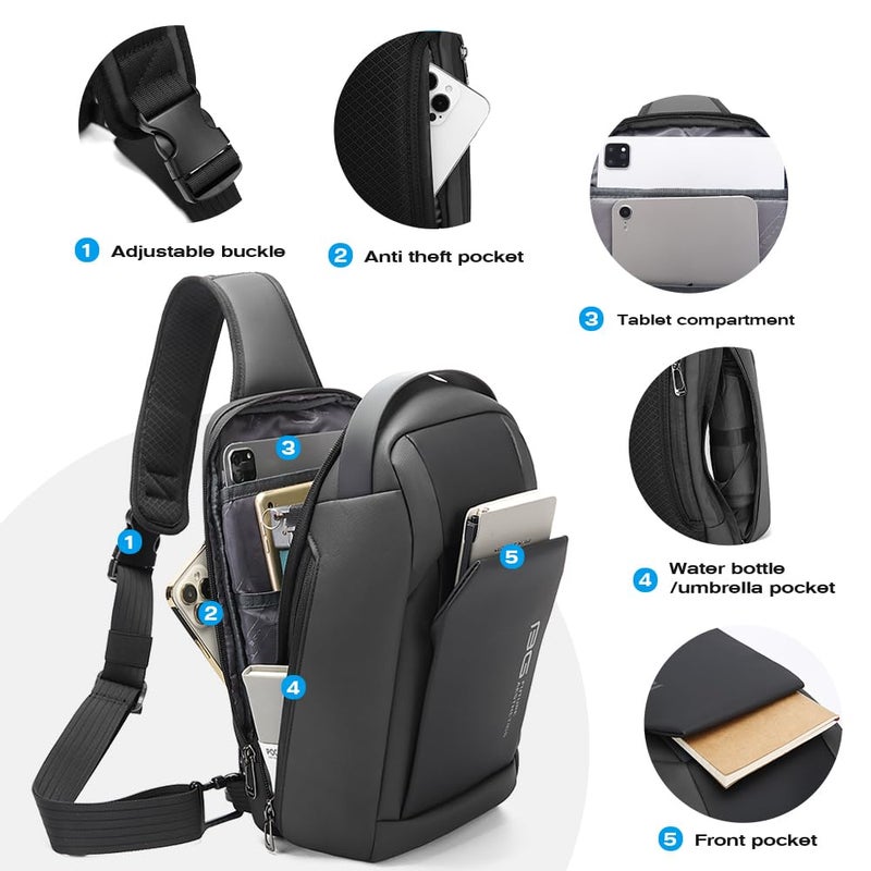 BANGE Fashion Sling Bag, Waterproof Shoulder bag, Crossbody Backpack for Men - Image 3